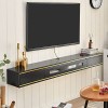 XIBANY Meuble TV Mural Meuble TV en Bois Massif, Console multimédia Murale avec 2 tiroirs, étagère Flottante pour Composants 