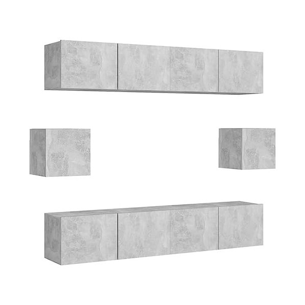 DCRAF Home Hardware Businese Meuble TV 6 pièces en bois Gris béton