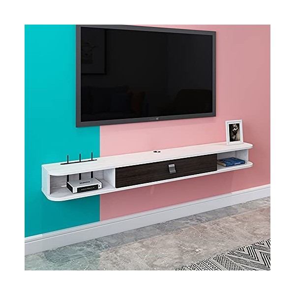 Meuble TV Suspendu,Unité de Divertissement Flottant Panneau Écologique en Bois Massif,Armoire Étroite Suspendue Murale de Sal