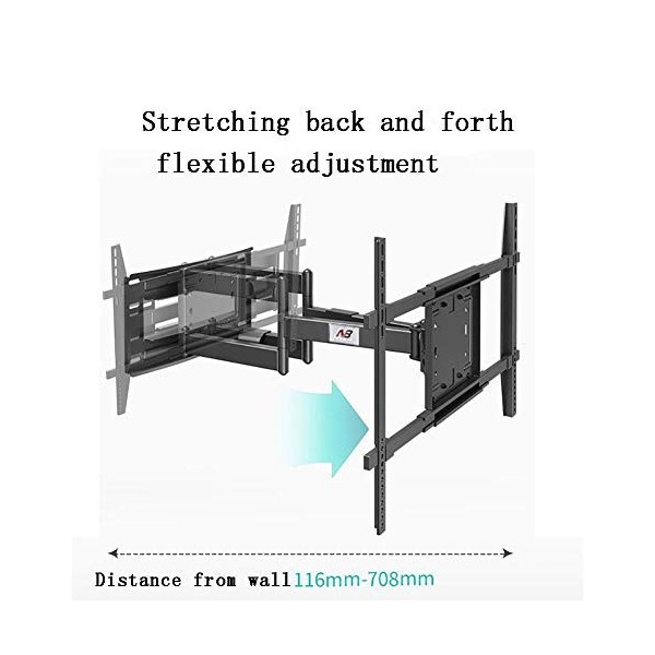 Support Mural articulé pour téléviseur, Support pivotant et inclinable à Mouvement Complet, adapté aux écrans LCD LED HD 4K d