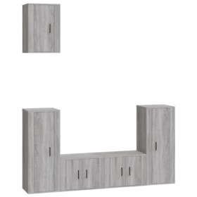 WOODEY Meuble TV 5 pièces Gris Sonoma Meuble en bois dingénierie