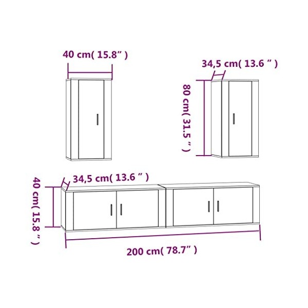 CUTSKY Meuble TV 4 pièces en chêne marron