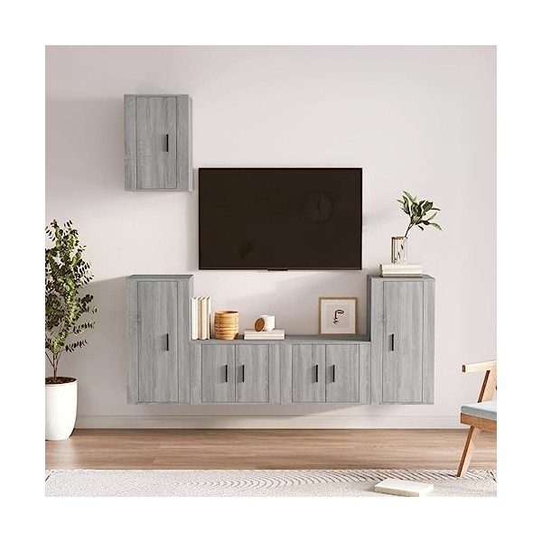 DIGBYS Meuble TV 5 pièces en bois Sonoma gris