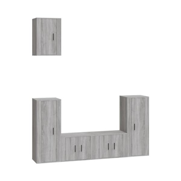 DIGBYS Meuble TV 5 pièces en bois Sonoma gris