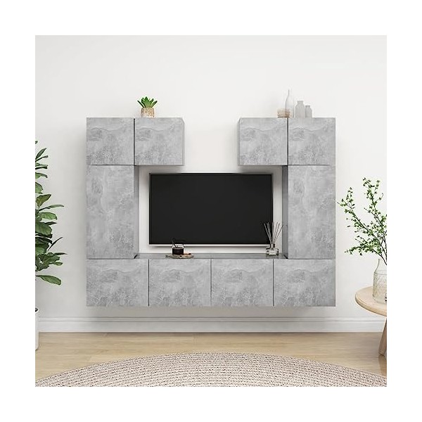 Home Hardware Businese Meuble TV 6 pièces en bois Gris béton