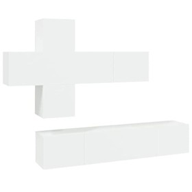 WOODEY Meuble TV 7 pièces en bois blanc