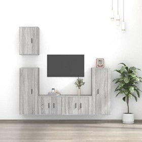 TEKEET Home Hardware Businese Meuble TV 5 pièces en bois Sonoma Gris