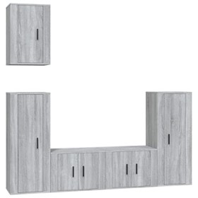 TEKEET Home Hardware Businese Meuble TV 5 pièces en bois Sonoma Gris