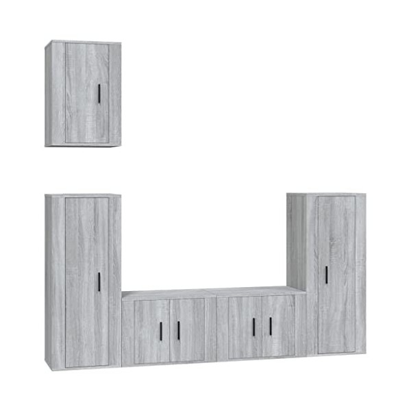 TEKEET Home Hardware Businese Meuble TV 5 pièces en bois Sonoma Gris