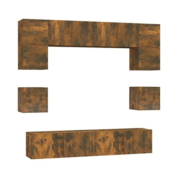 CBLDF Meuble TV 8 pièces en chêne fumé