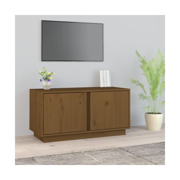 Meuble TV Marron miel 80x35x40,5 cm Bois de pin massif