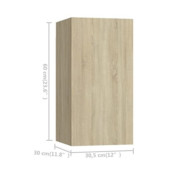 CUTSKY Meuble TV 6 pièces en chêne Sonoma