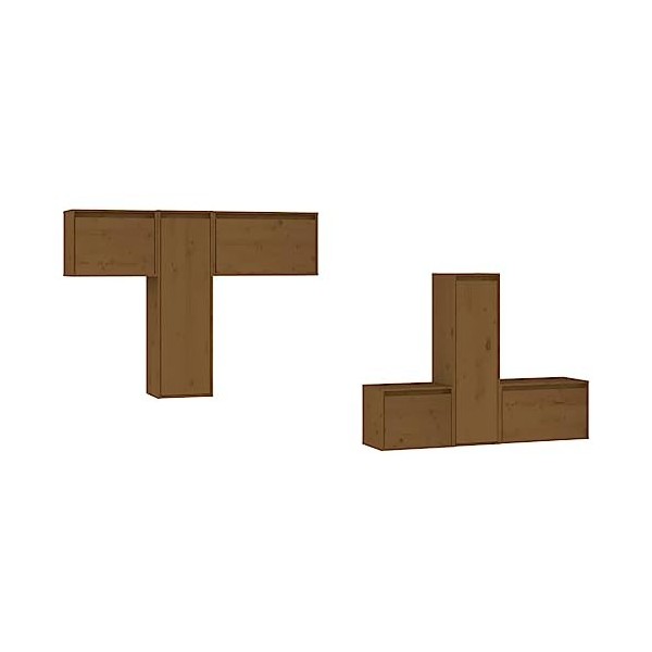 DCRAF Centres de divertissement et meubles TV, meubles TV 6 pièces en pin massif marron miel