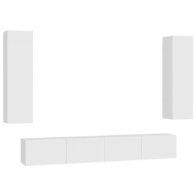 Meuble TV 4 pièces en bois blanc