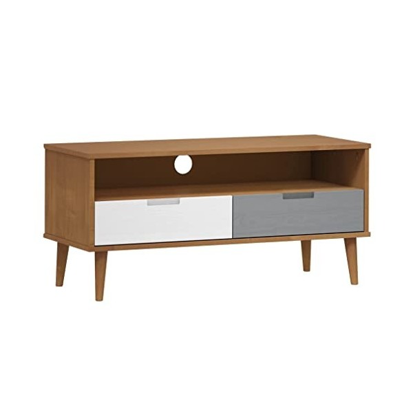 vidaXL Meuble TV MOLDE Centre de Divertissement Armoire Multimédia Meuble de Rangement Salle de Séjour Blanc 106x40x49 cm Boi