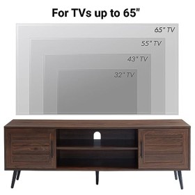 EDYO LIVING Meuble TV moderne en bois avec meuble de rangement et étagère ouverte pour téléviseurs jusquà 165,1 cm, noyer fo