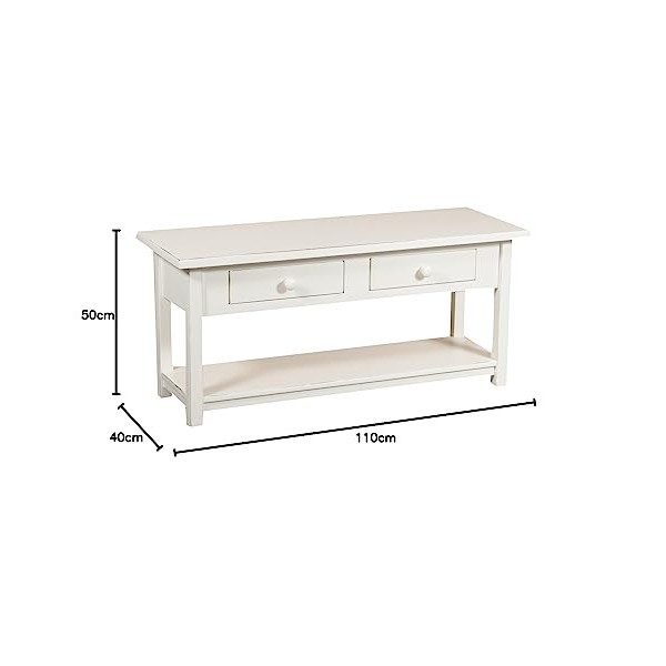 Biscottini Meuble tv blanc et bois 110 x 50 x 40 cm Made in Italy | Meuble tv bois massif de tilleul | Table tv en bois artis