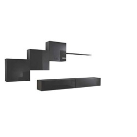 MB Muebles Bonitos | Ensemble de Meubles TV | Mur de Rangement | Meuble Salon | Suspendu | Gris Finition Brillante | Modèle B