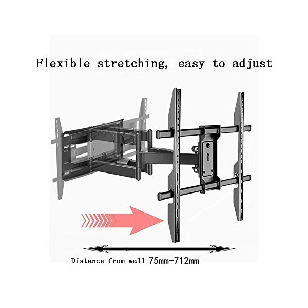 Support Mural pour Meuble TV, pivotant et inclinable pour téléviseur ou Moniteur LCD Plat et incurvé LED de 50 à 100 Pouces j