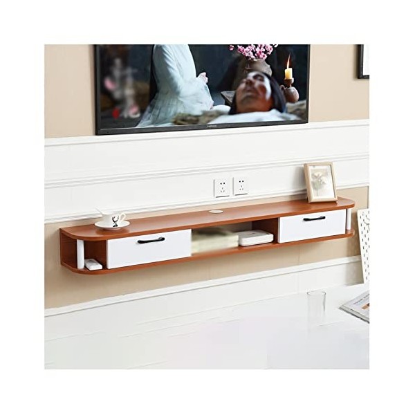 Meuble TV Flottant, étagère TV pour téléviseur Mural, avec Prise de Courant, Support de Rangement Moderne pour Centre de Dive