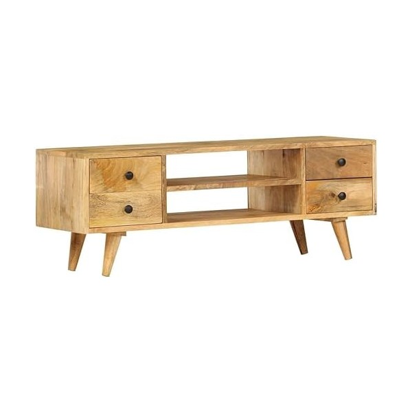Meuble TV Console multimédia Meuble TV Meuble TV en Bois Meuble TV de Salon 43,3" x13,8 x15,7 Bois de Manguier Massif Convien