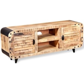 Meuble TV Meuble TV avec Console Multimédia de Rangement Meuble TV de Salon Bois de Manguier Brut 47,2" x11,8 x19,7 pour Salo