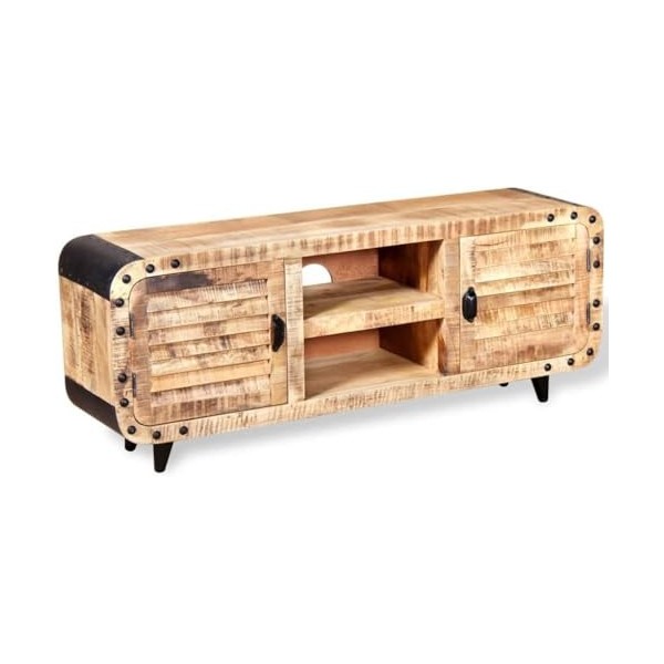 Meuble TV Meuble TV avec Console Multimédia de Rangement Meuble TV de Salon Bois de Manguier Brut 47,2" x11,8 x19,7 pour Salo