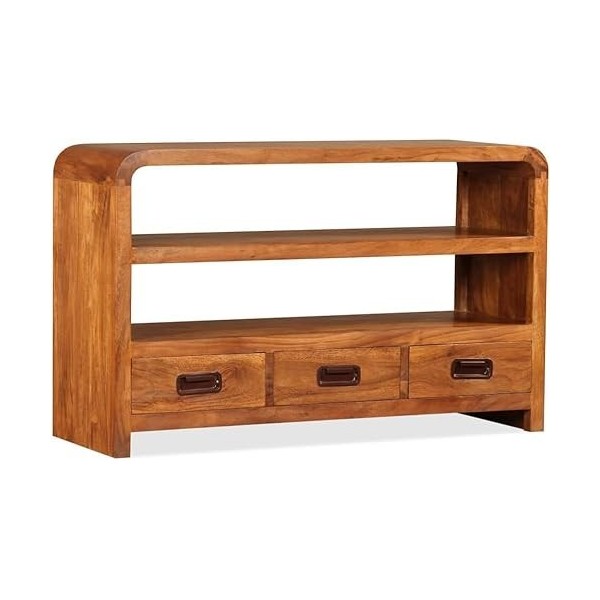 Meuble TV Meuble TV avec Console Multimédia de Rangement Meuble TV de Salon en Bois Massif dAcacia 35,4" x11,8 x21,6 pour Sa