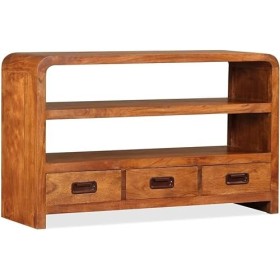 Meuble TV Meuble TV avec Console Multimédia de Rangement Meuble TV de Salon en Bois Massif dAcacia 35,4" x11,8 x21,6 pour Sa