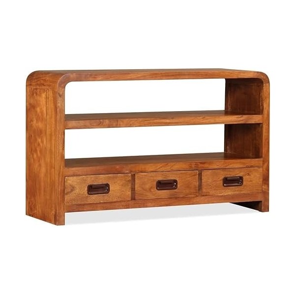 Meuble TV Meuble TV avec Console Multimédia de Rangement Meuble TV de Salon en Bois Massif dAcacia 35,4" x11,8 x21,6 pour Sa