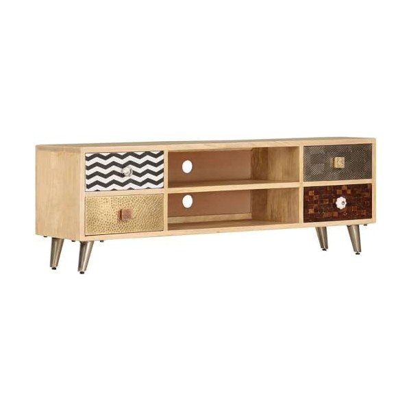 Meuble TV Salon Meuble TV Console Multimédia Meuble TV en Bois Massif 47,2" x11,8 x15,7 Bois de Manguier Massif Convient pour