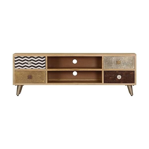 Meuble TV Salon Meuble TV Console Multimédia Meuble TV en Bois Massif 47,2" x11,8 x15,7 Bois de Manguier Massif Convient pour