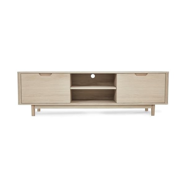 Ibbe Design Nyborg Meuble TV bas avec 2 portes pour téléviseur jusquà 65" 180 cm de long - Meuble TV pour TV, salon, salle à