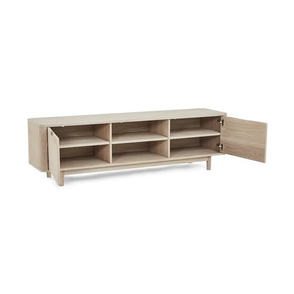 Ibbe Design Nyborg Meuble TV bas avec 2 portes pour téléviseur jusquà 65" 180 cm de long - Meuble TV pour TV, salon, salle à