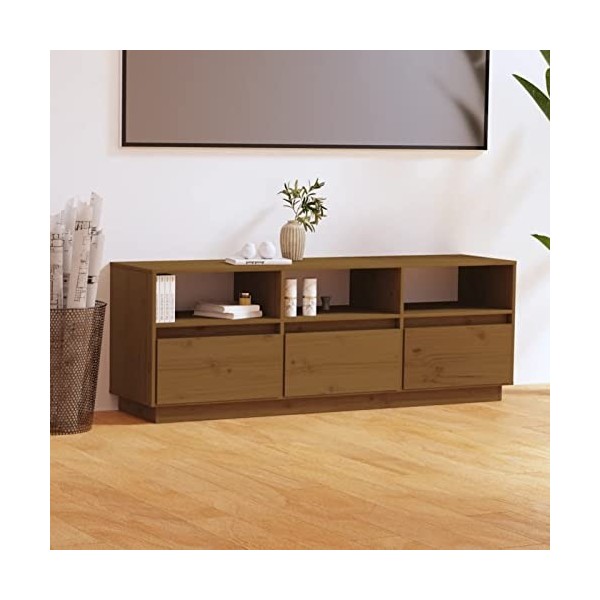 Meuble TV en Bois, Meuble TV Moderne avec Compartiment Ouvert et tiroirs, Meuble TV, Meuble TV pour Salon, Table TV, Noir 60x