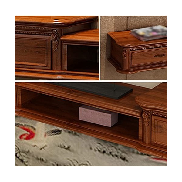 StrOux Meuble TV Flottant Étagère Murale pour TV, Bois De Pin Meuble TV Flottant avec Tiroir, pour Routeur Décodeur Télécomma