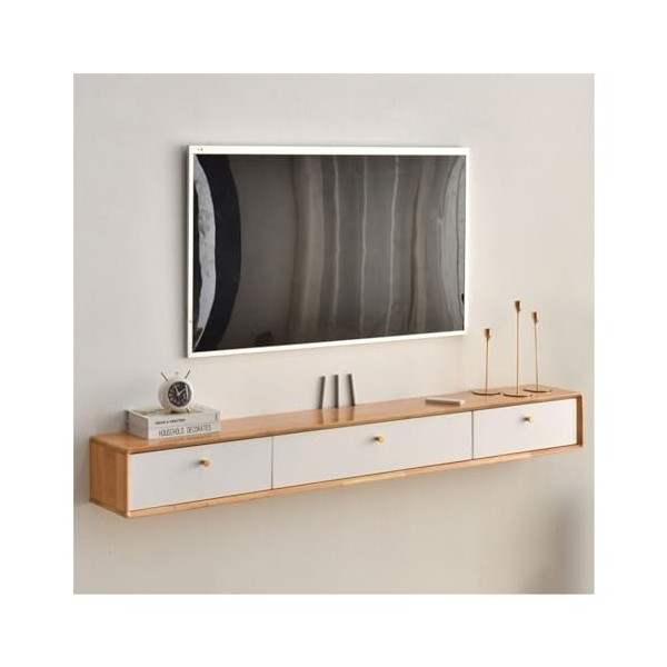 Meuble TV Suspendu Meuble TV flottant en bois, centre de divertissement flottant de 78,7" for téléviseurs jusquà 80 pouces, 