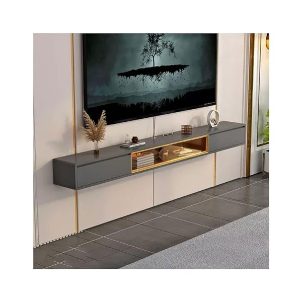 Meuble TV Suspendu Meuble TV mural de 78,7 pouces, console multimédia for centre de divertissement, étagère TV flottante, arm