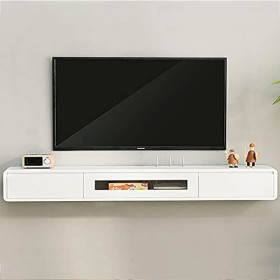 Meuble TV Meuble TV Flottant Meuble TV Flottant, unité de Divertissement Murale en Bois Massif avec 2 tiroirs et Compartiment