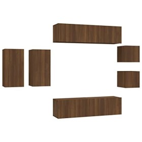 TEKEET Home Hardware Businese Meuble TV 8 pièces Chêne Marron