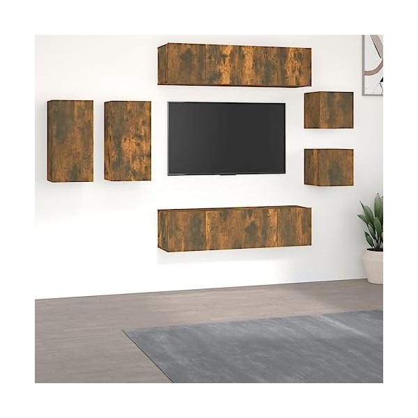TEKEET Home Hardware Businese Meuble TV 8 pièces en chêne fumé