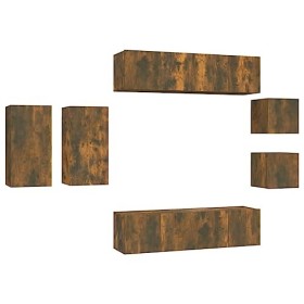 TEKEET Home Hardware Businese Meuble TV 8 pièces en chêne fumé