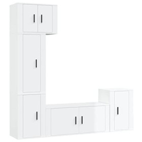 SHAPLE Home Hardware Businese Meuble TV 5 pièces en bois Blanc brillant