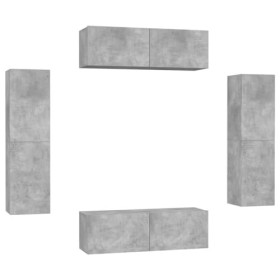 TALCUS Home Hardware Businese Meuble TV 4 pièces en bois Gris béton