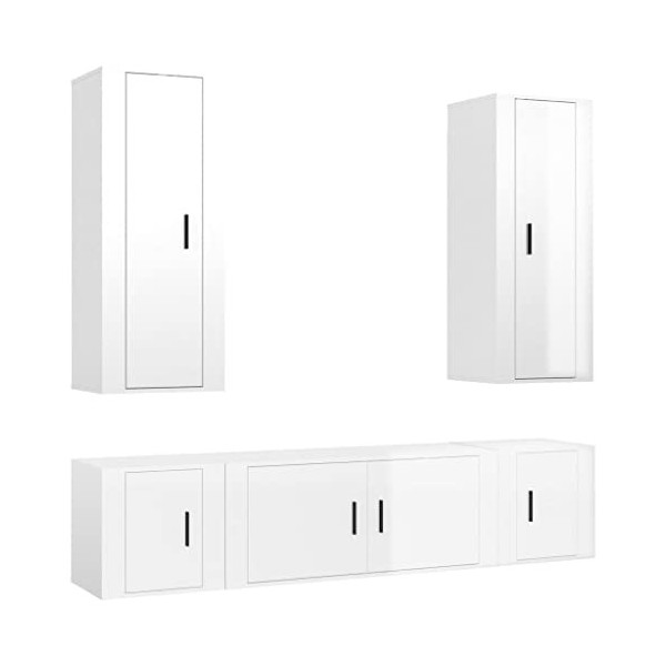 TALCUS Home Hardware Businese Meuble TV 5 pièces en bois Blanc brillant