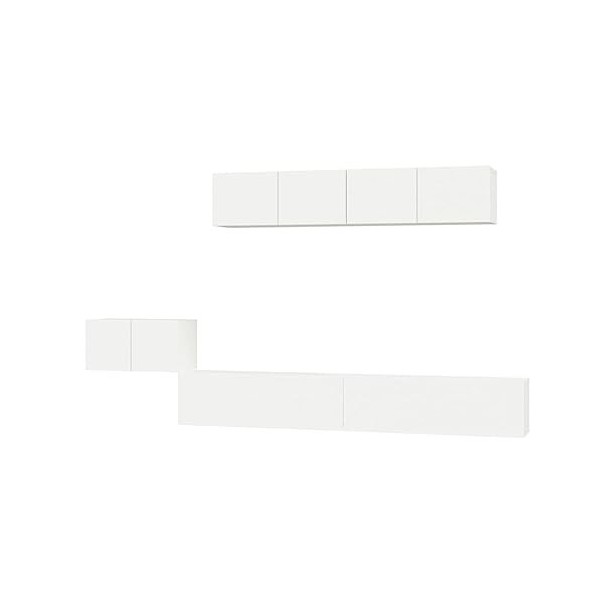 DCRAF Centres de divertissement et meubles TV, ensemble de 5 meubles TV en bois blanc