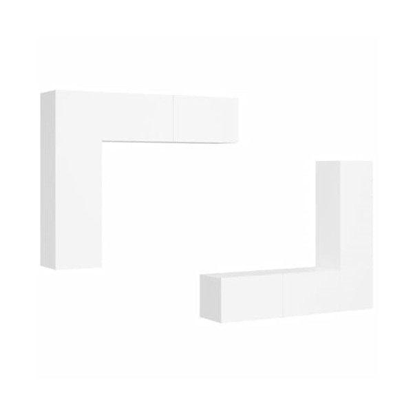 RAUGAJ Home Hardware Businese Ensemble de 4 meubles TV en bois dingénierie Blanc