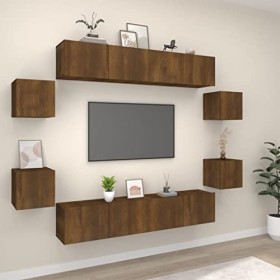 WOODEY Meuble TV 8 pièces en chêne marron
