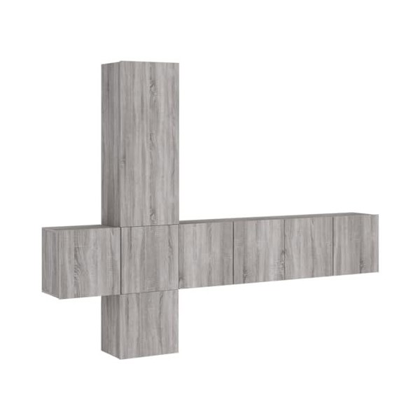 AJJHUUKI Centres de divertissement et meubles TV 5 pièces Meuble mural en bois Sonoma gris