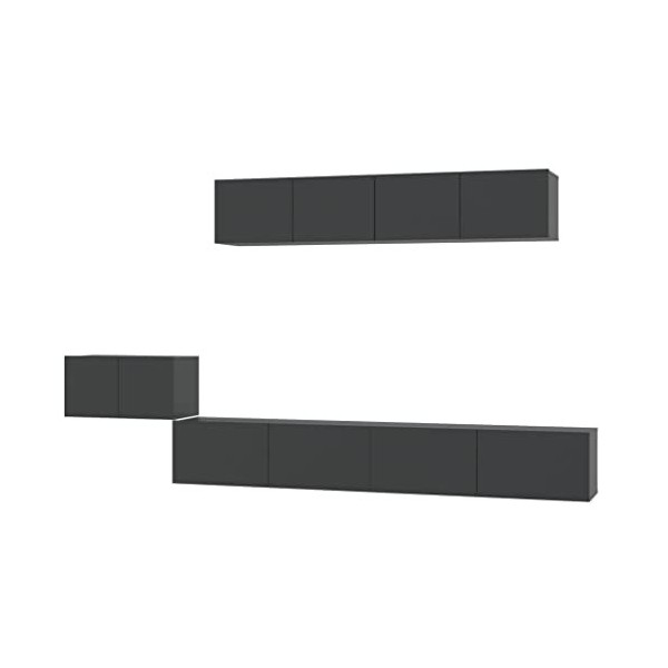 CBLDF Meuble TV 5 pièces en bois noir